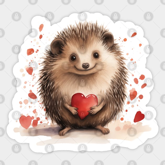 Cute Hedgehog with Love Sticker by CunninghamWatercolors